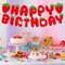 Strawberry Happy Birthday Banner,Pre-Strung Strawberry Birthday Party Decoration for Baby Shower 1st Boys Girls Birthday Wedding Summer Fruit Theme Parties Decor